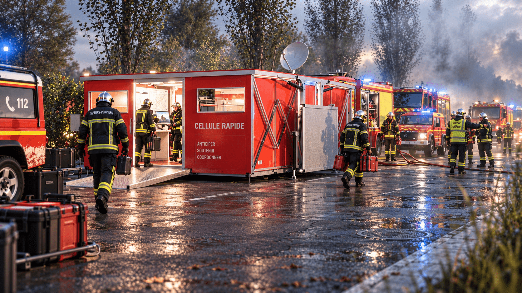 Cellule mobile amovible utilisée comme poste médical avancé pour les secours