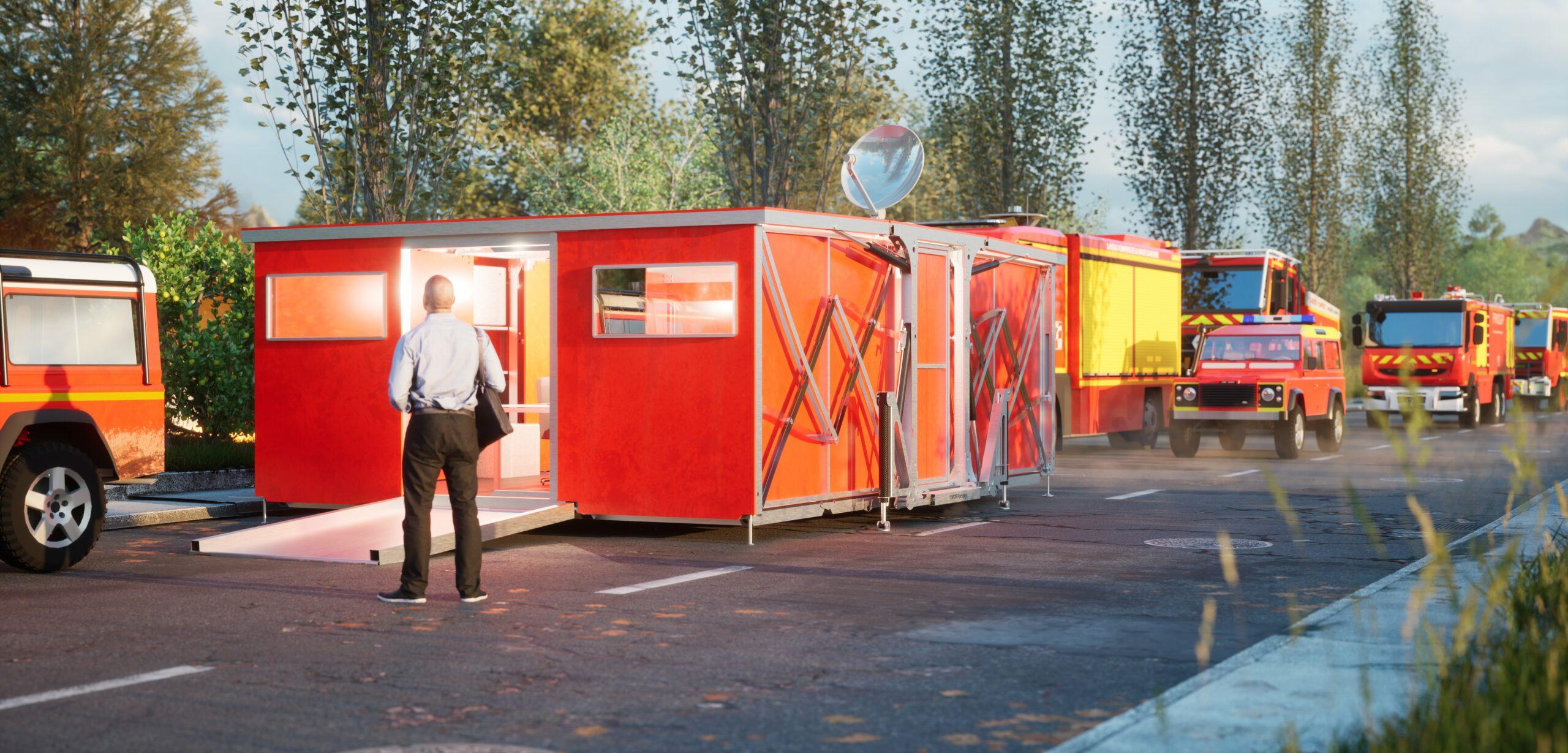 Cellule mobile amovible utilisée comme poste médical avancé pour les secours